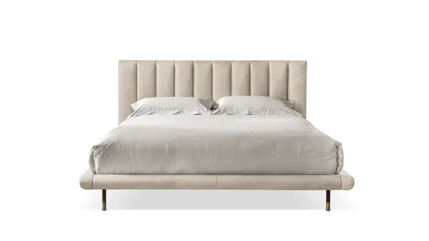 Mirage Easy leather bed with quilted headboard by Cantori