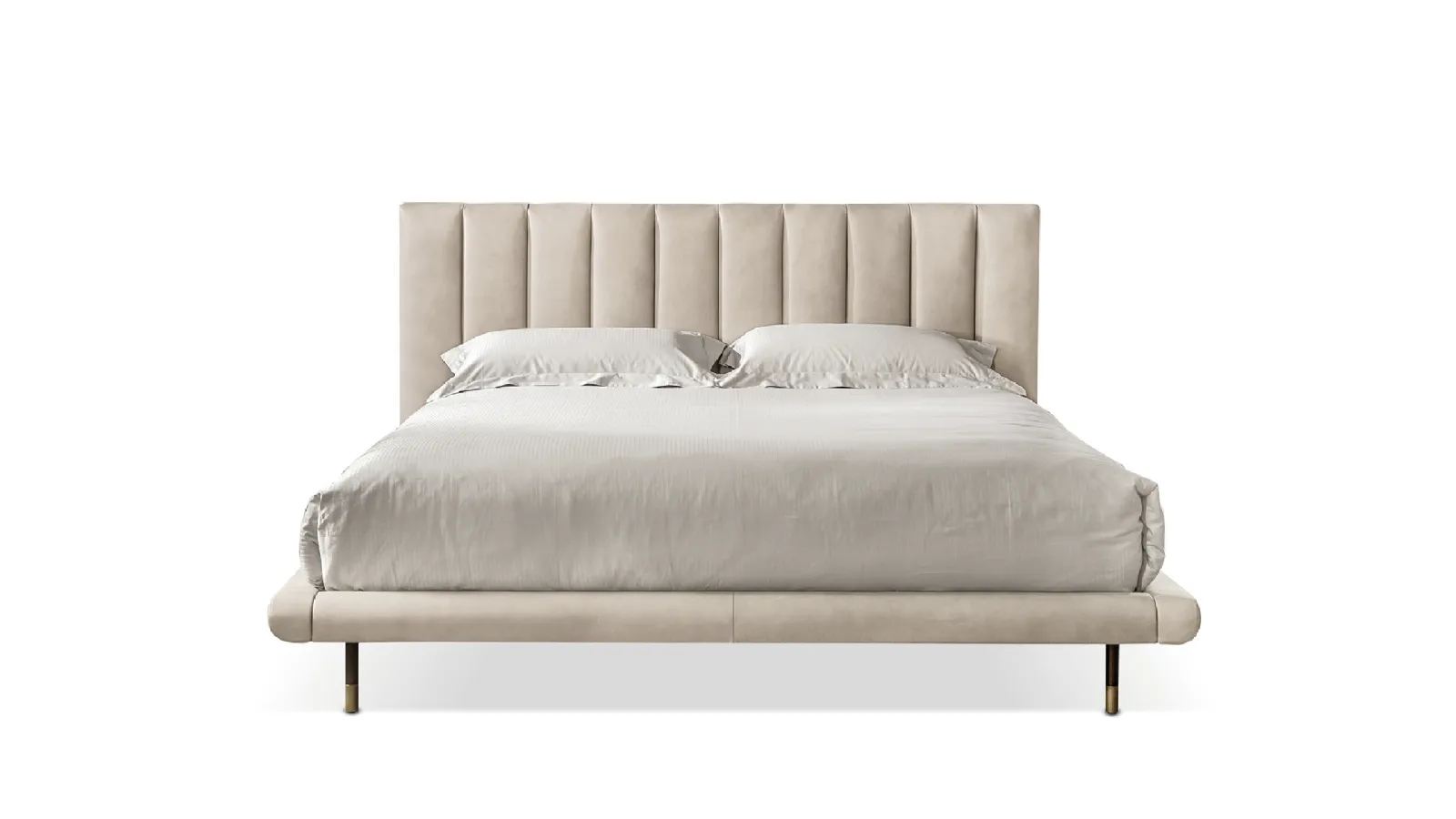 Mirage Easy leather bed with quilted headboard by Cantori