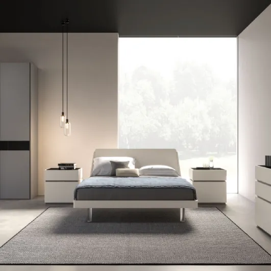 Miranda Night 28 bed in matte Sand lacquer by Orme
