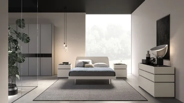 Miranda Night 28 bed in matte Sand lacquer by Orme