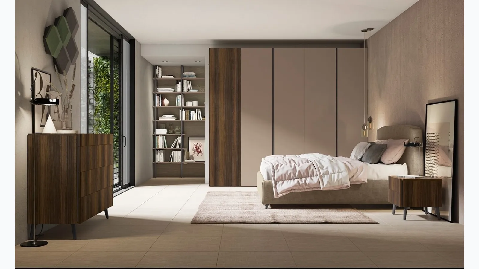 Bed with Narcissus headboard by Colombini Casa