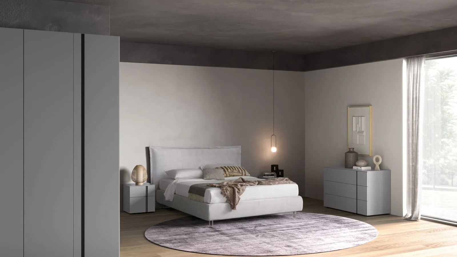Nausicaa Night 27 upholstered fabric bed by Orme.
