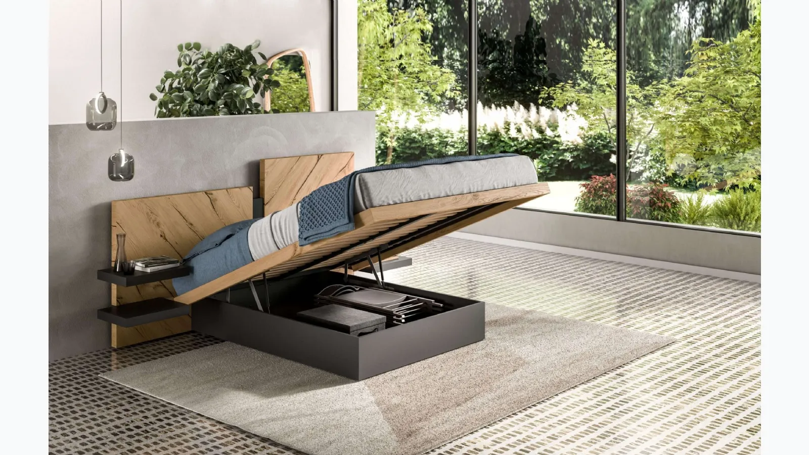 Nazarè storage bed by Ozzio.