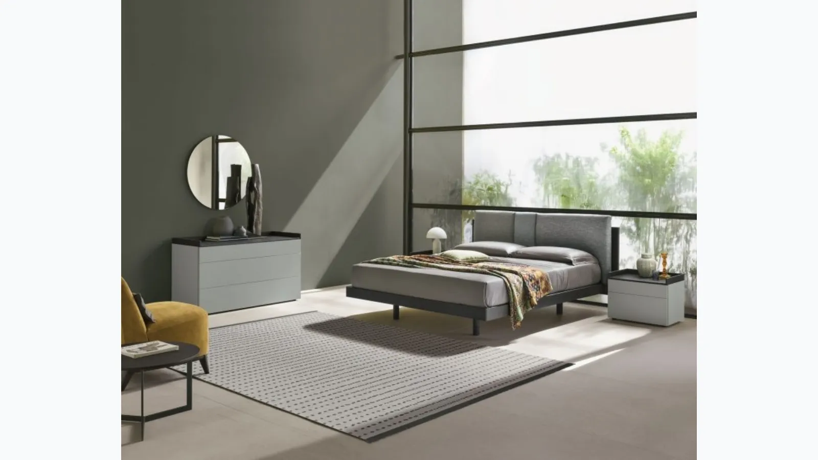 Bed with padded headboard Nikki by Tomasella