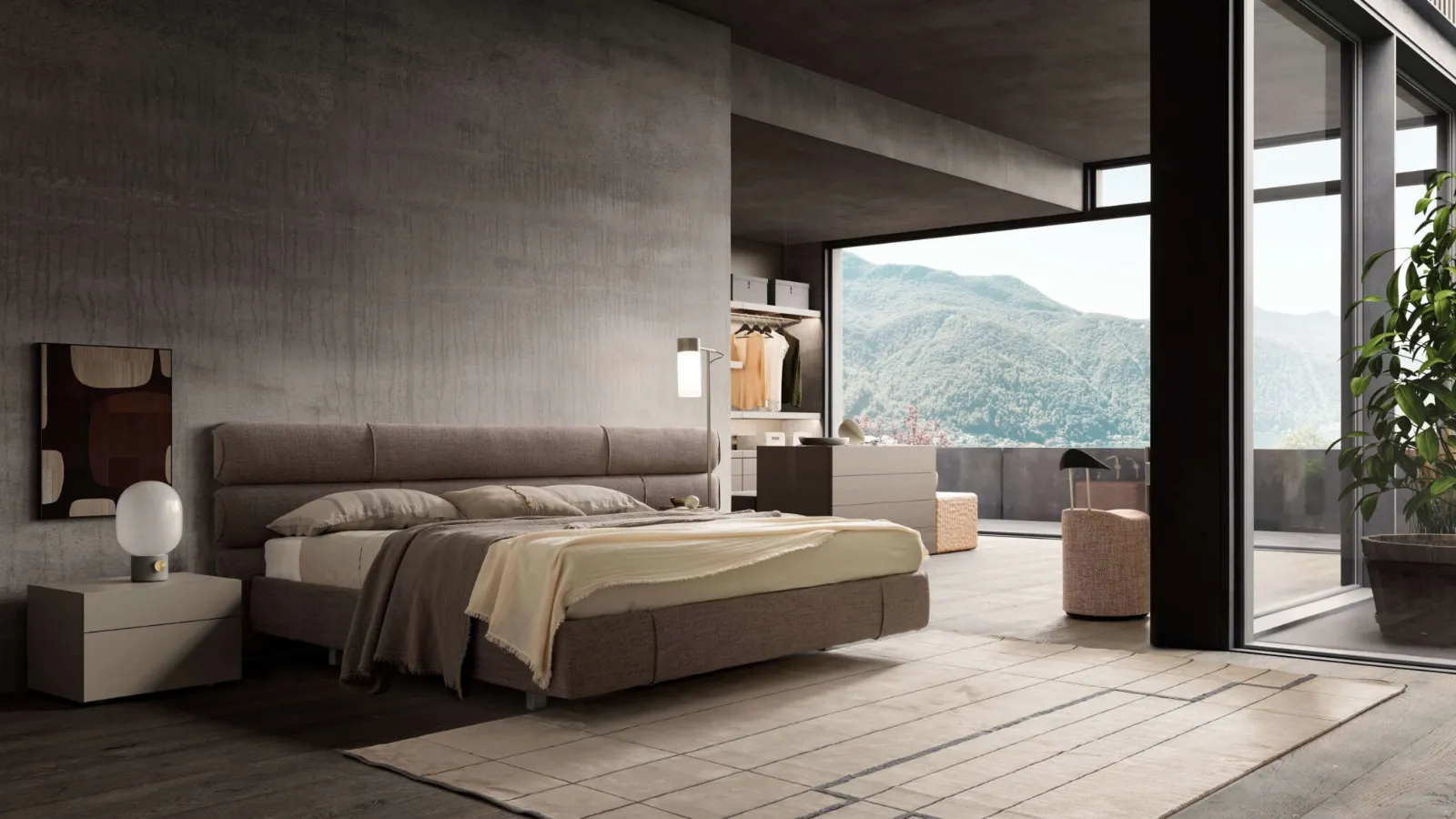 Fabric bed Niobe by Presotto