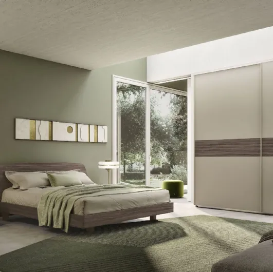 Bed with headboard in dark elm finish Oasis of S75