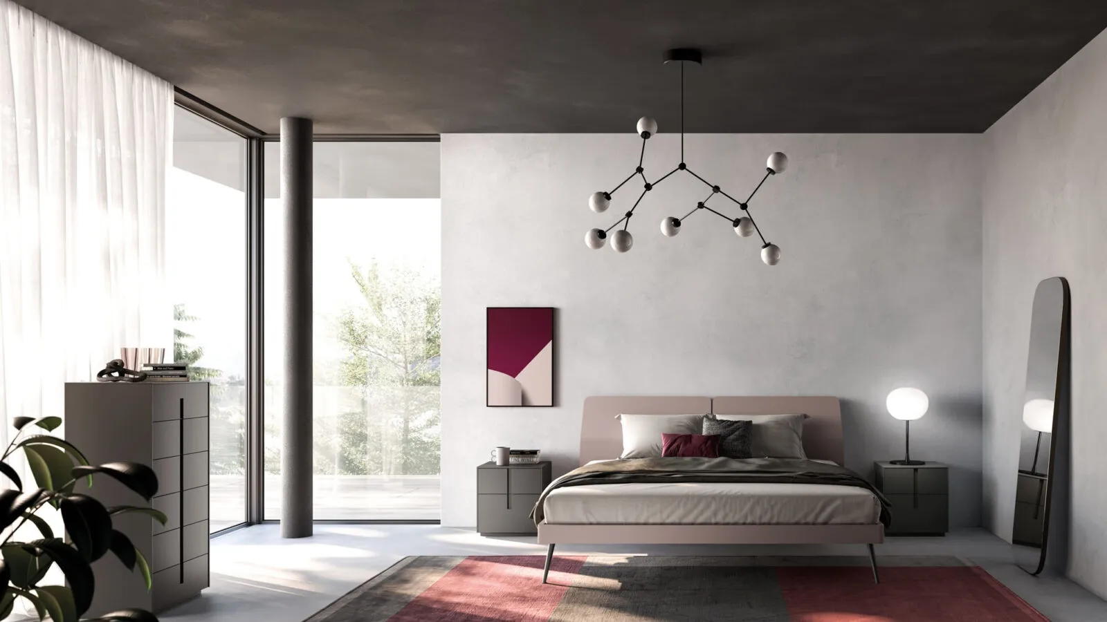 I read Ofelia Night 17 bed in matt lacquered Ortensia by Or