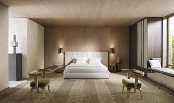 Fabric bed with quilted headboard Ovidio by Molteni & C