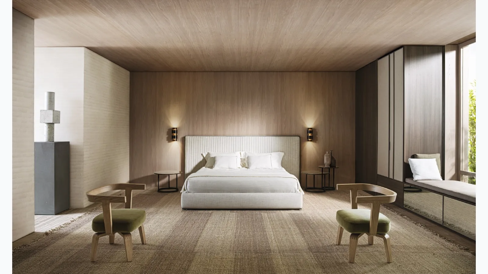 Fabric bed with quilted headboard Ovidio by Molteni & C