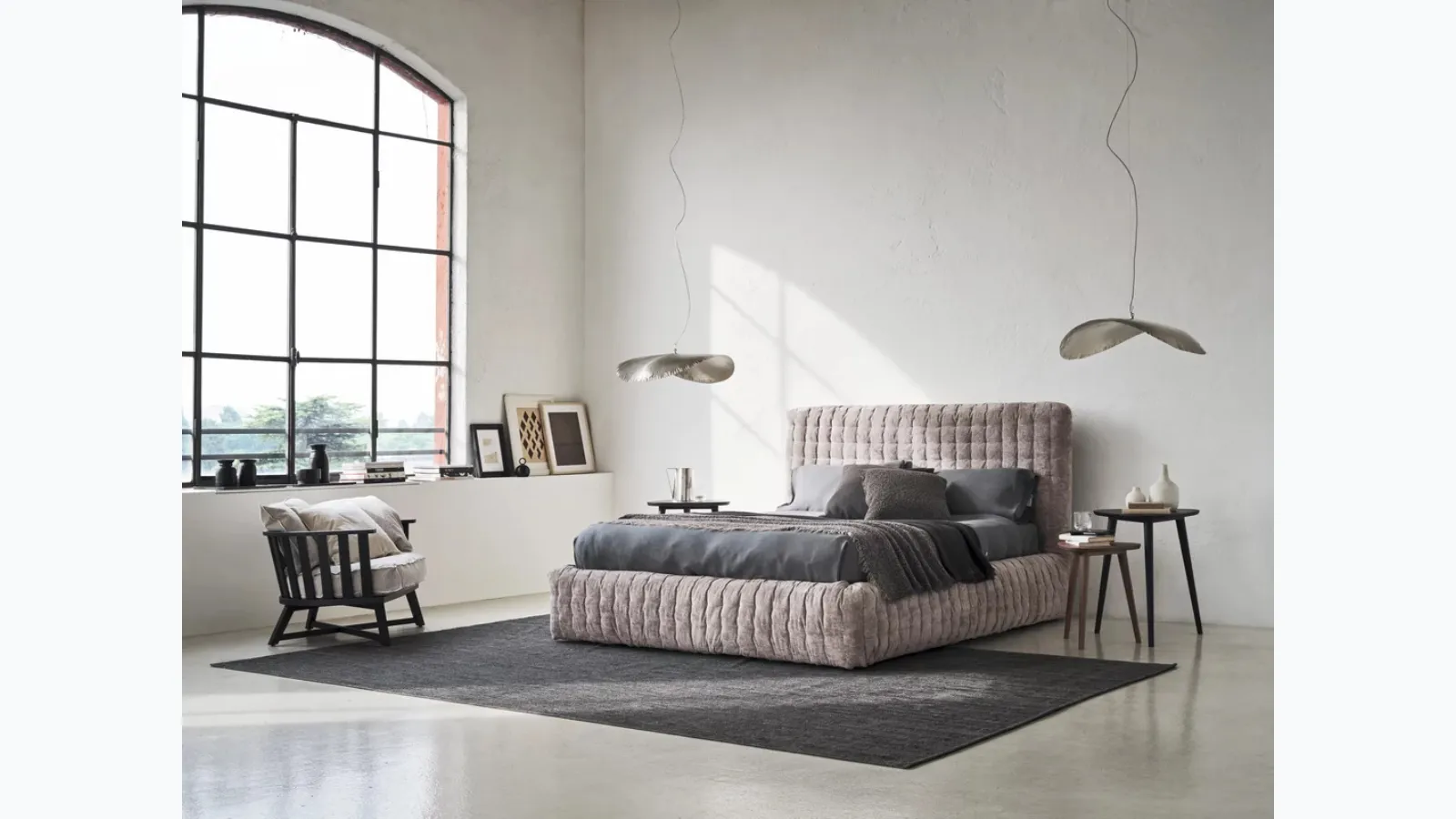 Upholstered fabric bed Pad by Gervasoni.