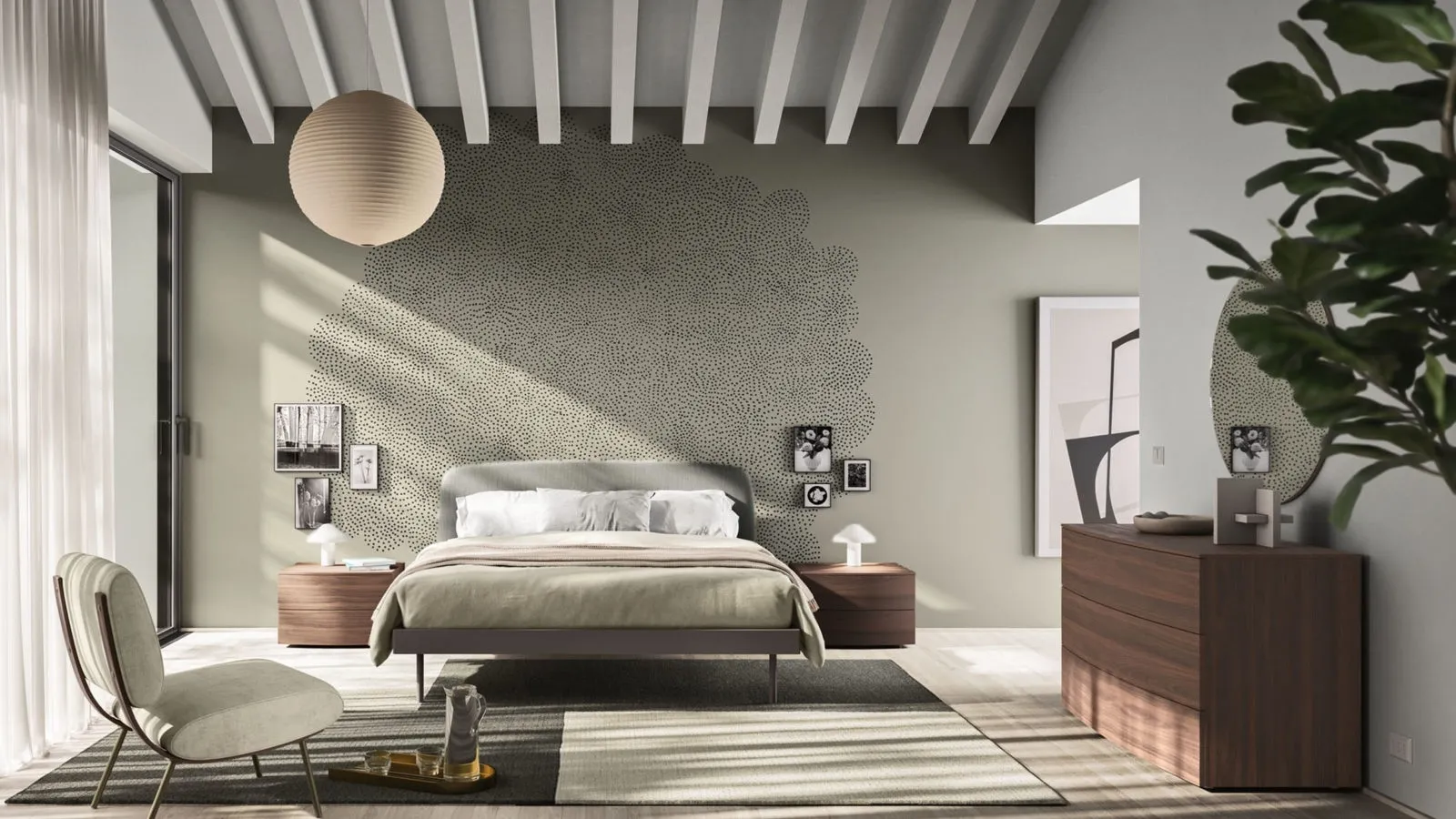 Double bed with upholstered fabric headboard Park by Orme.