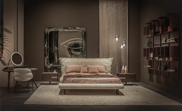 Design bed Pascal in leather and fabric by Cattelan Italia.