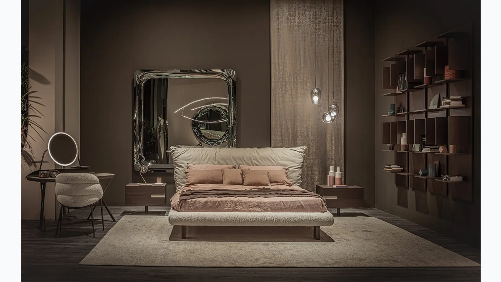 Design bed Pascal in leather and fabric by Cattelan Italia.