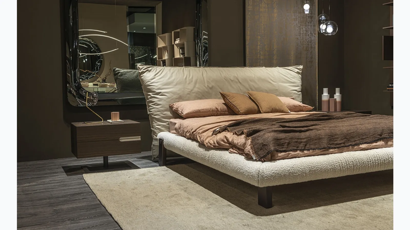 Design bed Pascal in leather and fabric by Cattelan Italia.