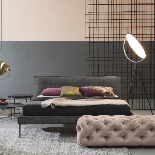 Bed in Planet Gold fabric by Flexteam