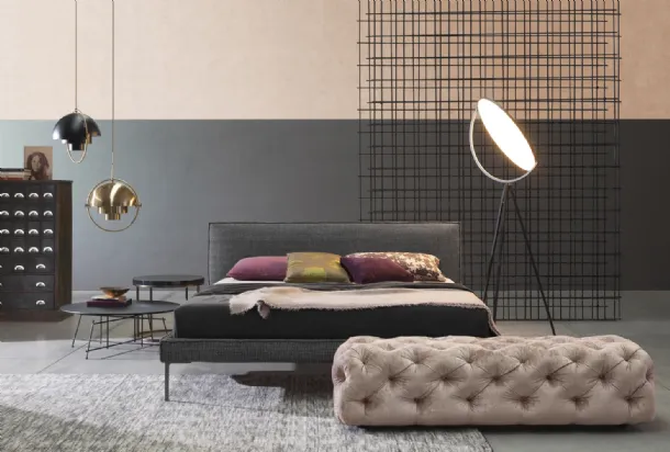 Bed in Planet Gold fabric by Flexteam