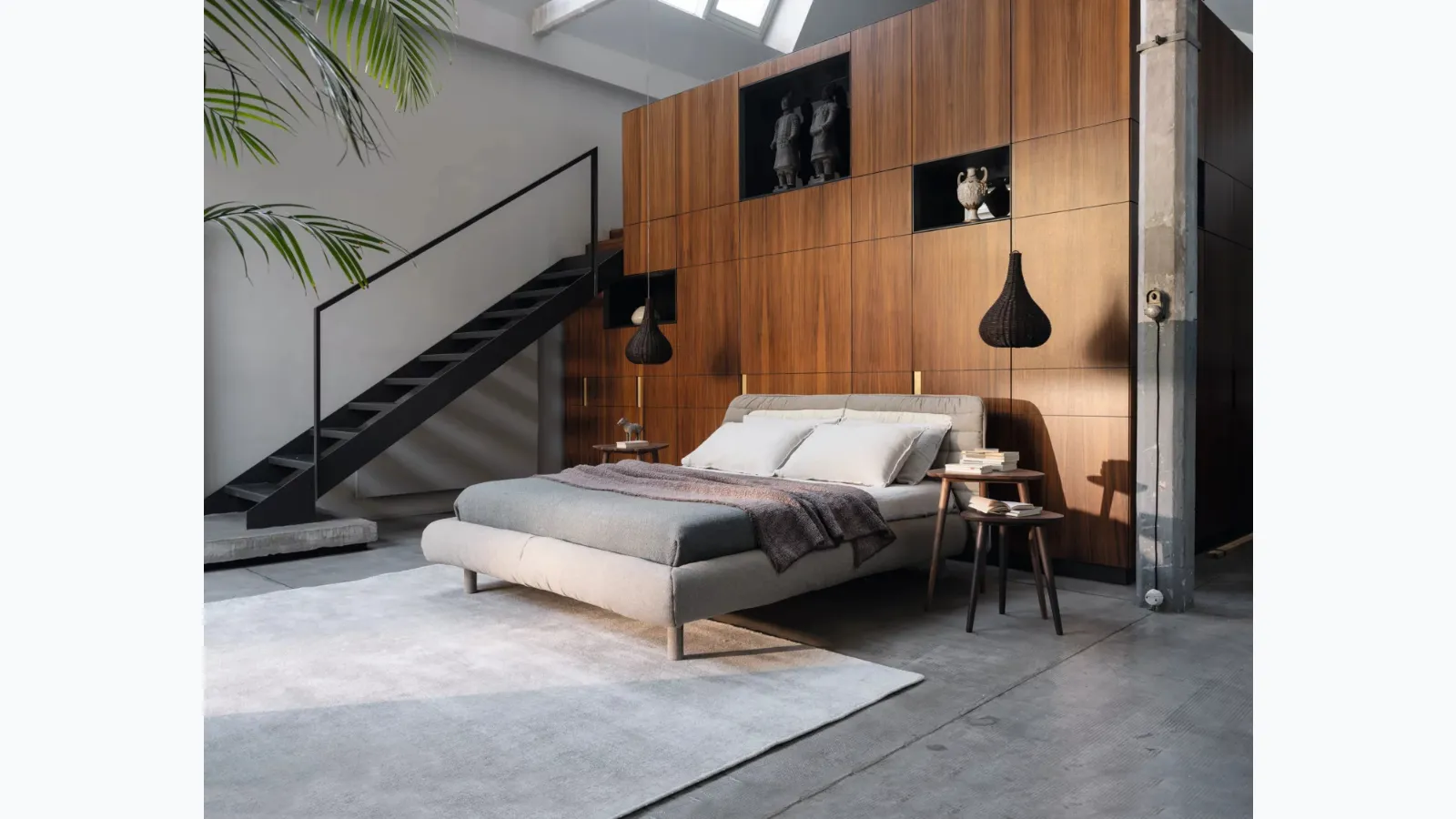 Featherbed reading in Gervasoni fabric