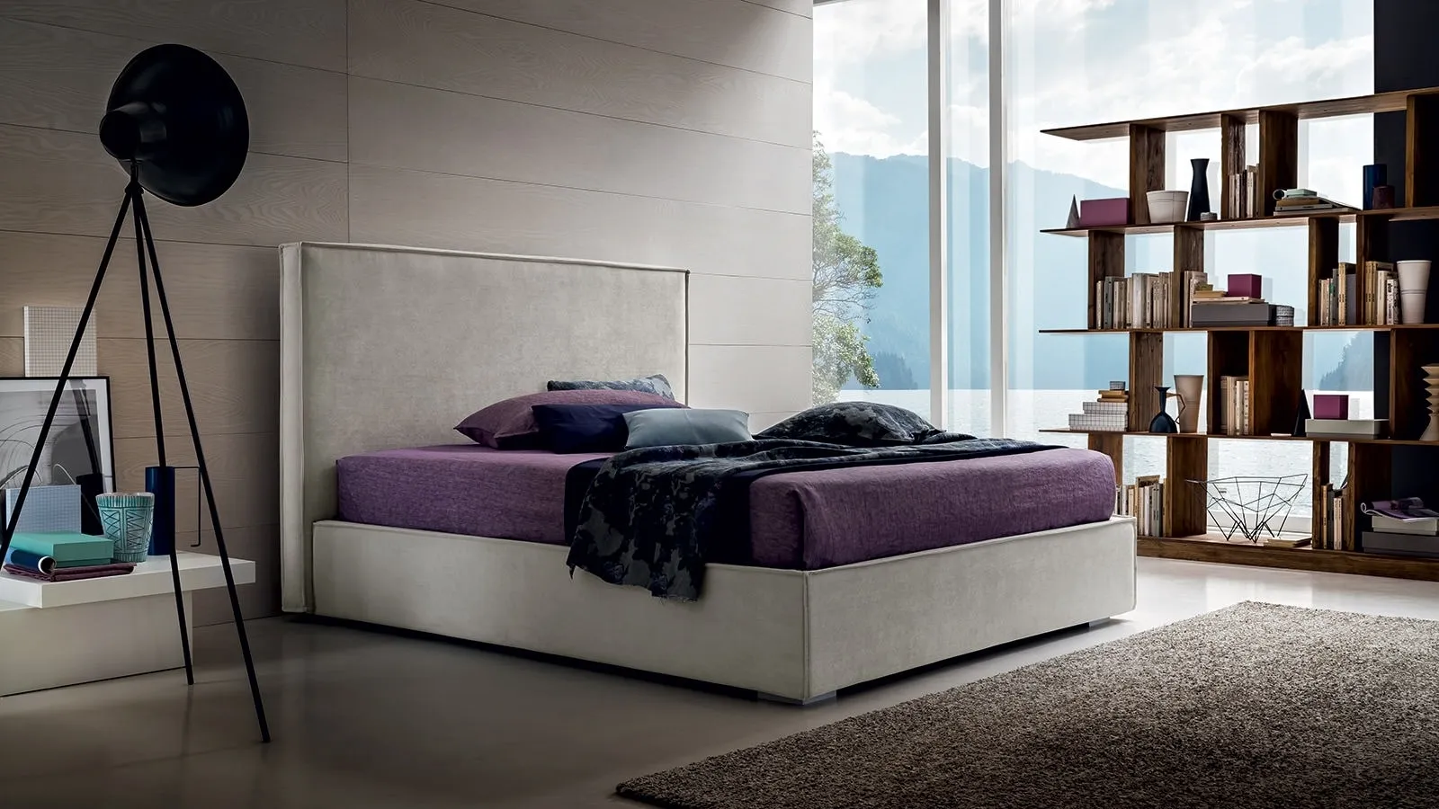 Fabric bed with Rick headboard by Felis