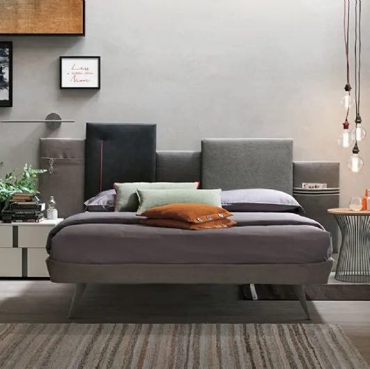 Bed Ring Bathtub with asymmetrical headboard in padded fabric by Tomasella
