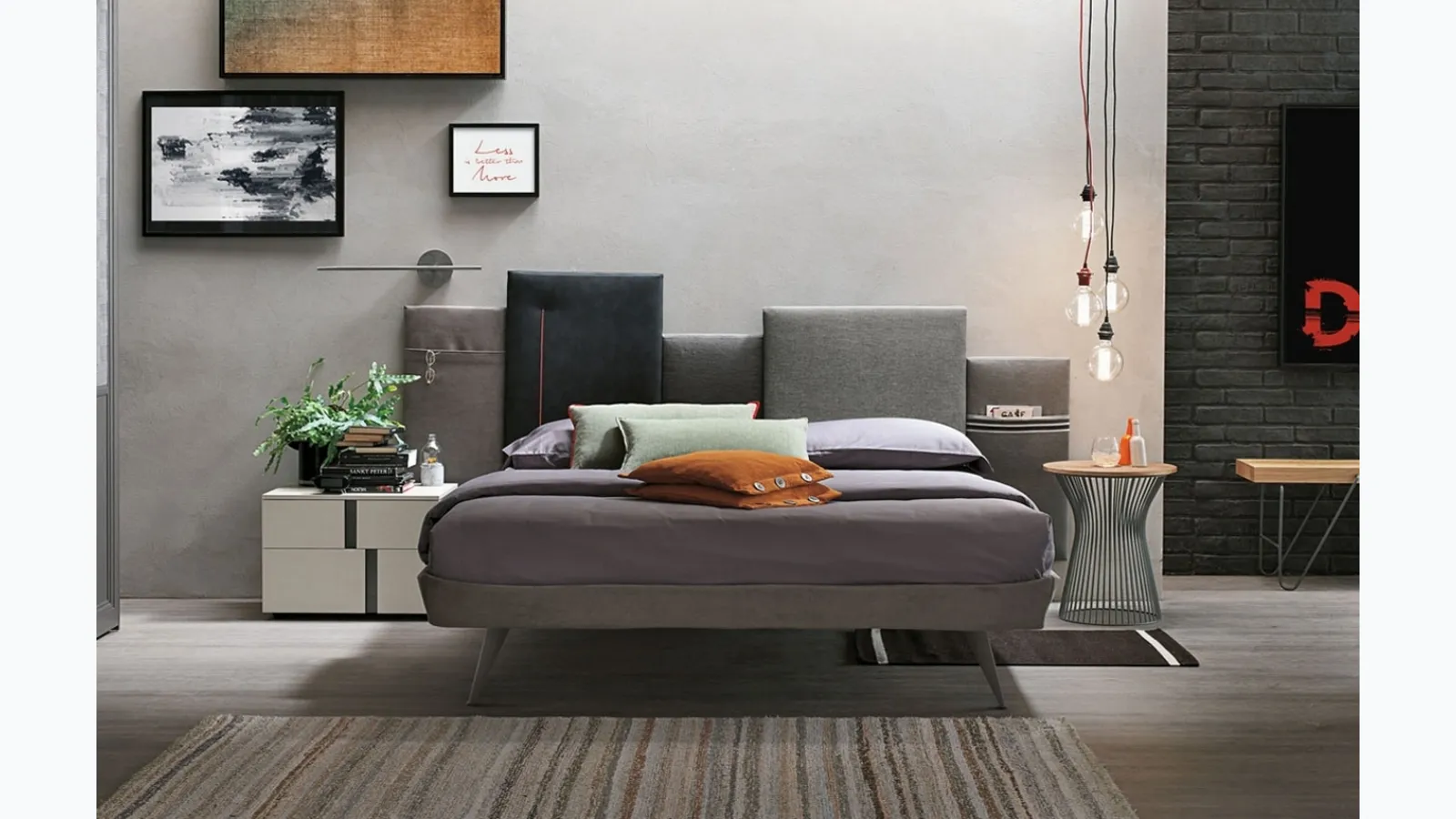 Bed Ring Bathtub with asymmetrical headboard in padded fabric by Tomasella