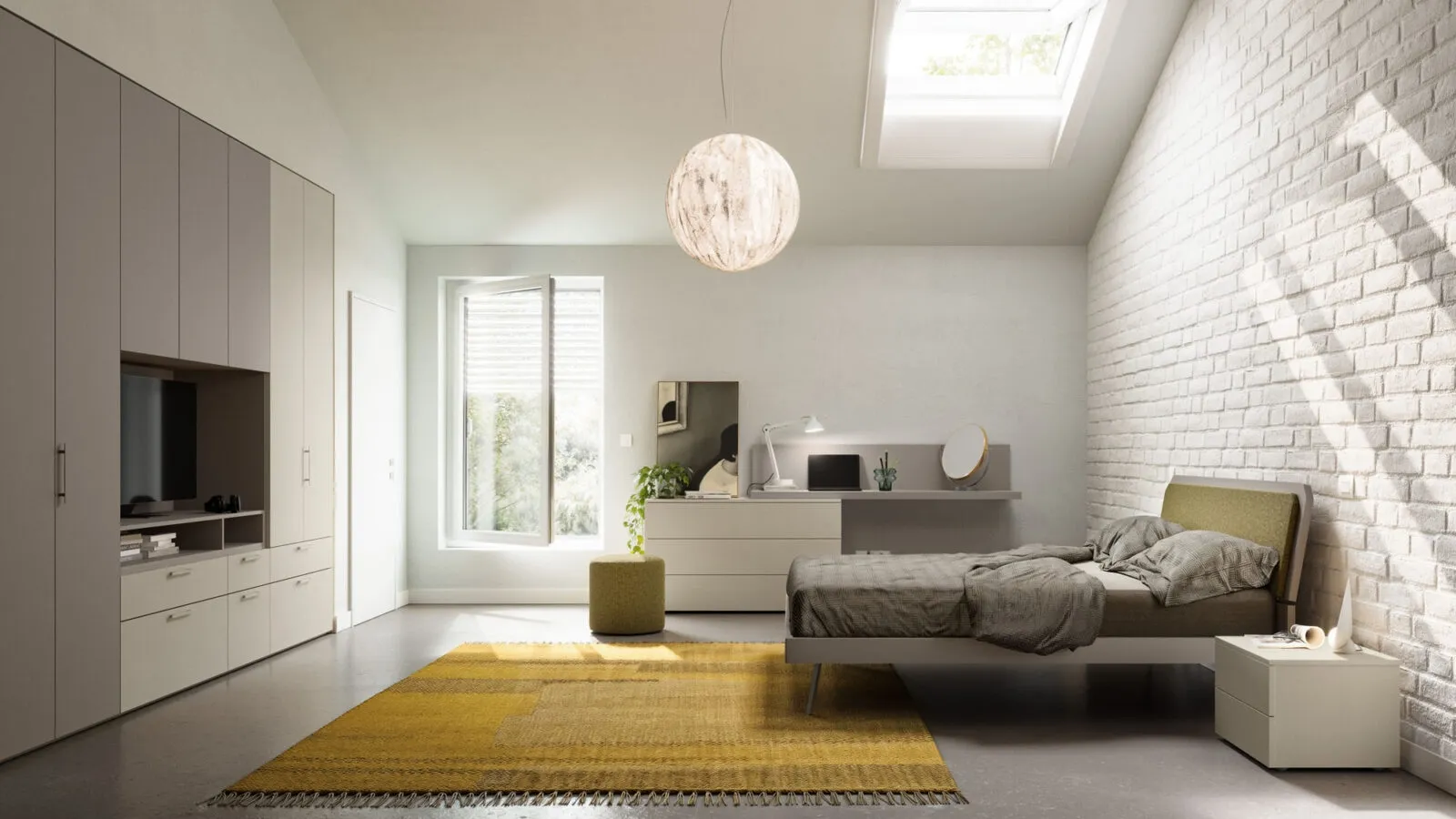 Double bed in Platinum finish with padded night shield cushion 17 by Orme.