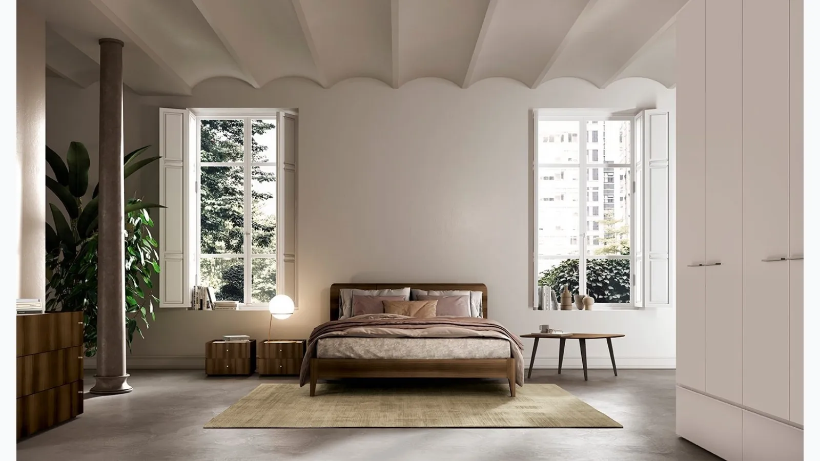 Bed with Sector headboard by Colombini Casa.