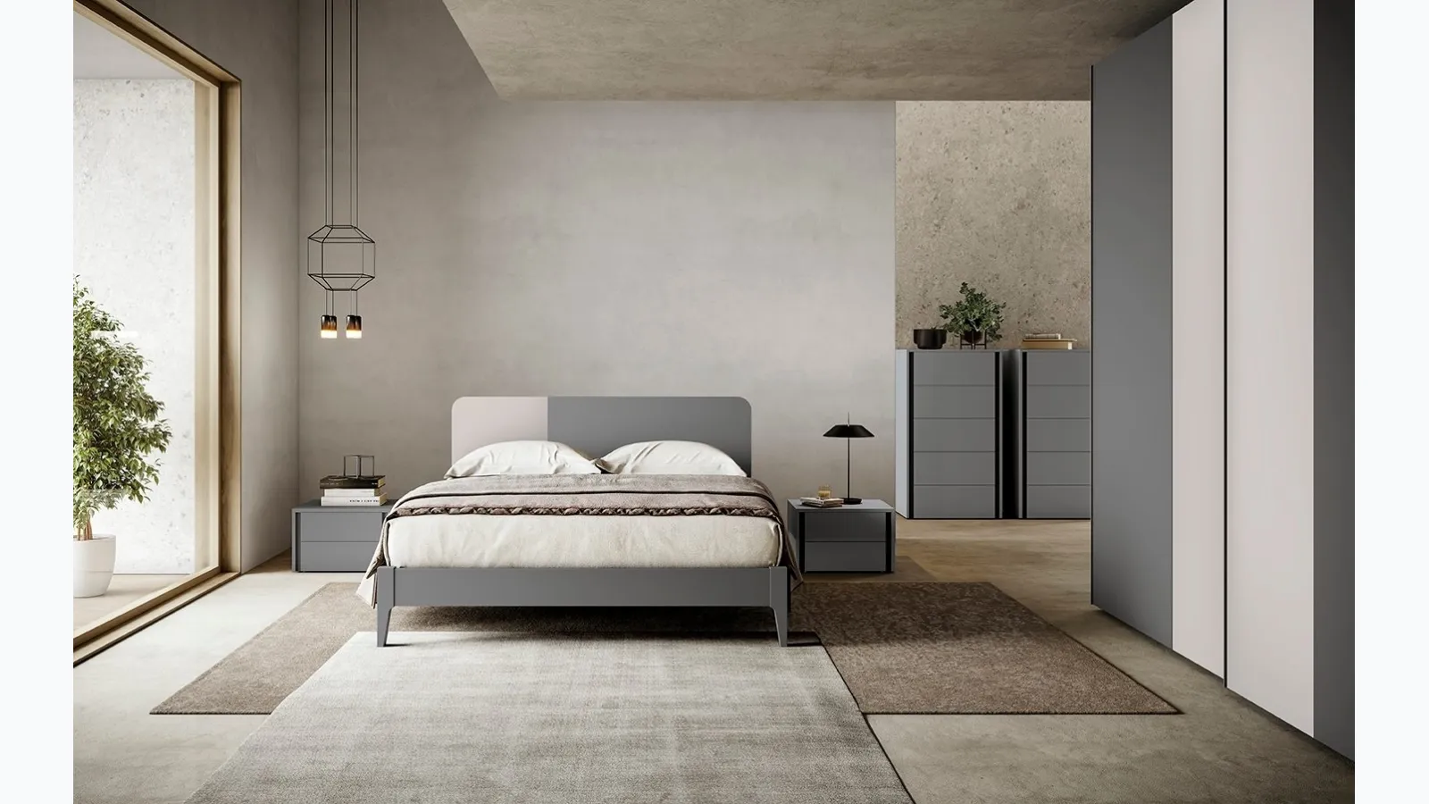 Bed with Sector headboard by Colombini Casa.