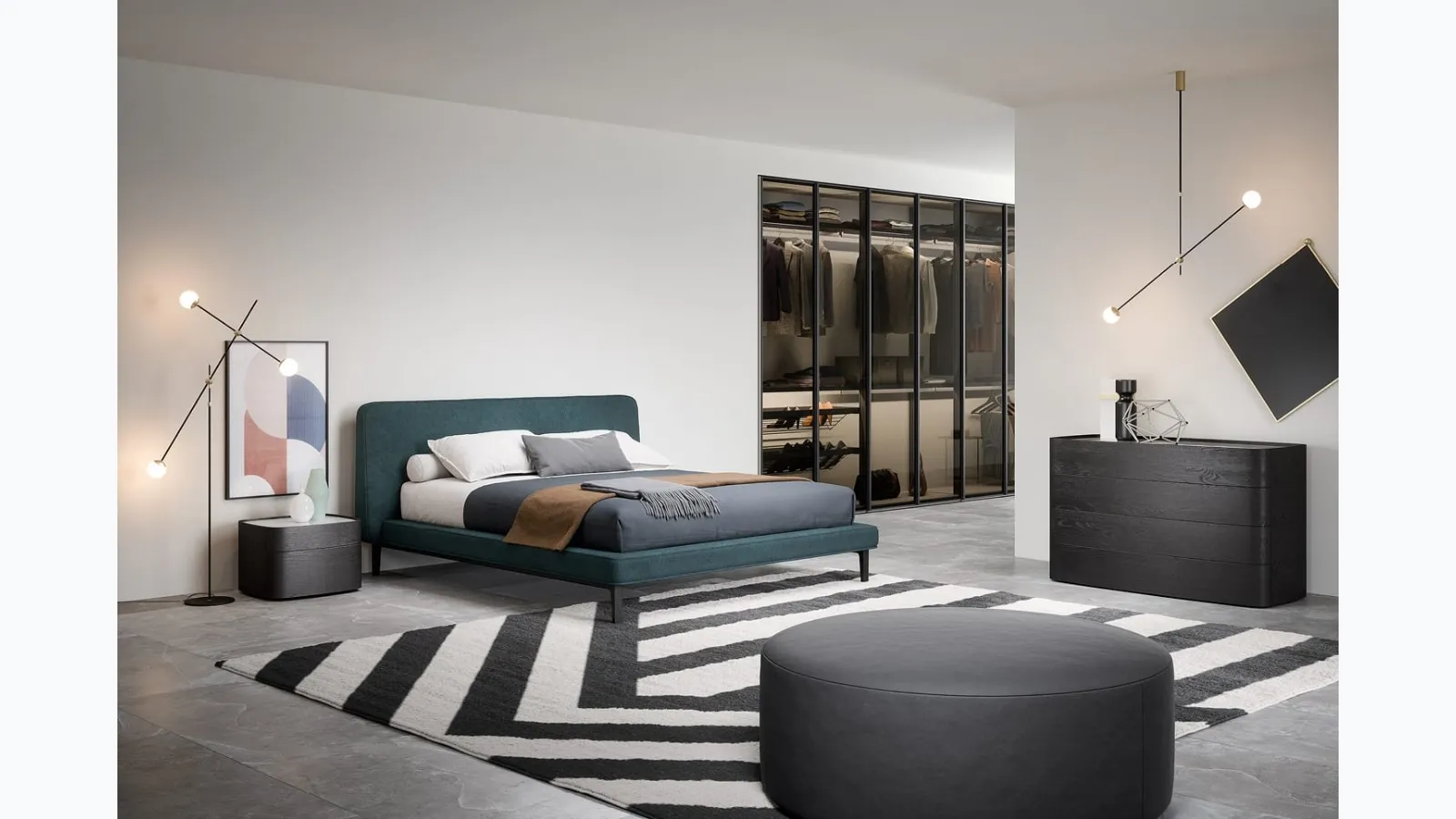 Seeyou bed in padded fabric by Novamobili