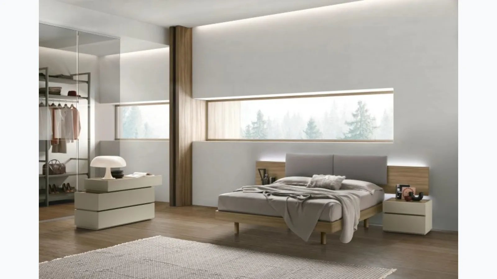 Bed with Shiro headboard by Tomasella