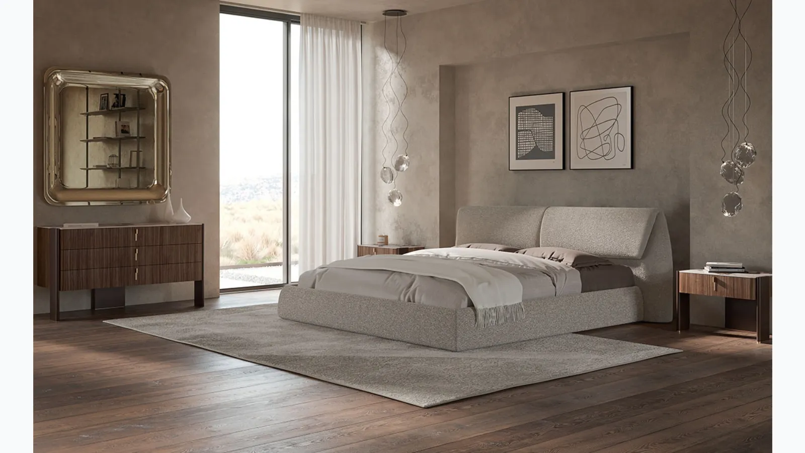 Cattelan Italia's upholstered fabric bed Simon.