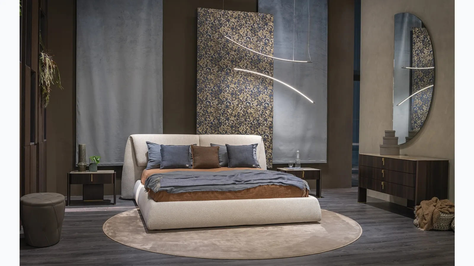 Cattelan Italia's Simon upholstered fabric bed.