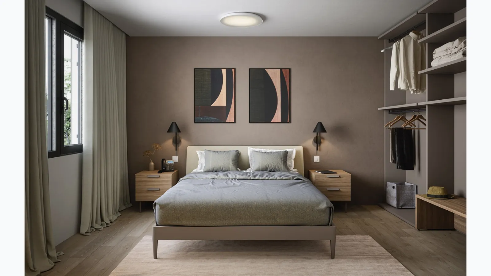 Double bed with Suez headboard by Cinquanta3