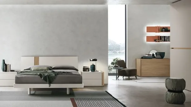 Tomasella's tablet bed in jute material and amber walnut insert is crafted to perfection.