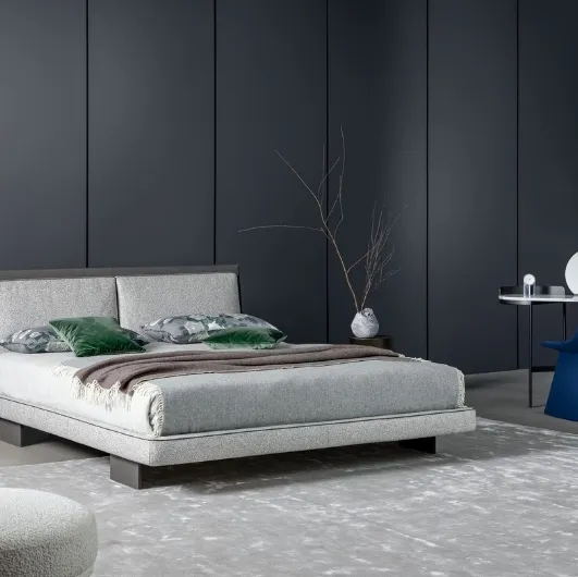 Tara double bed in fabric and leather by Bonaldo.