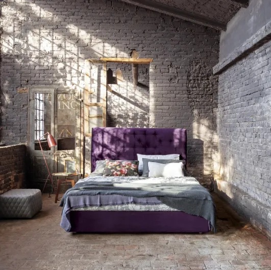 Purple velvet single and a half bed by Flexteam