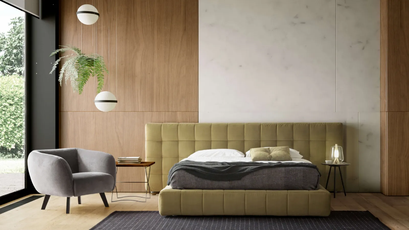 Bed with headboard Terence XL by Valentini