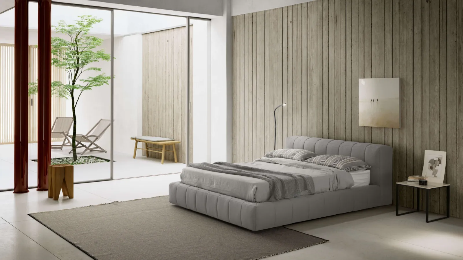 Upholstered fabric bed Terence by Valentini