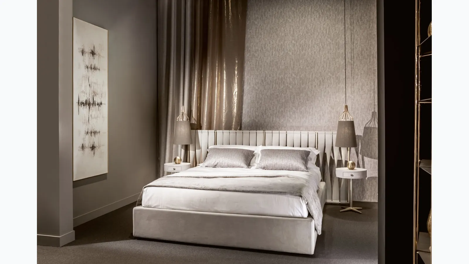 Bed with headboard and storage box Twist by Cantori