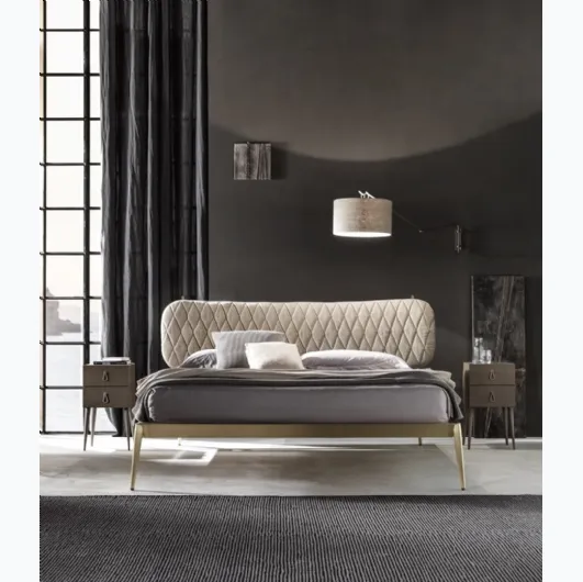 Bed with padded headboard and metal frame Urbino Trapuntato Cantori