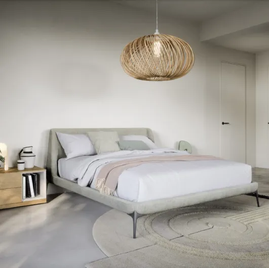 Fabric bed with wrapping headboard Velvet by Novamobili
