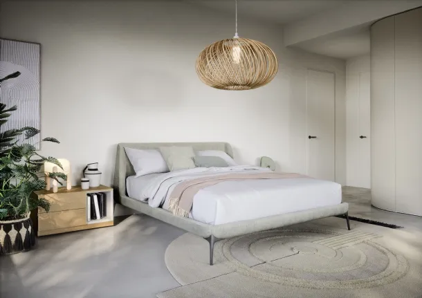 Fabric bed with wrapping headboard Velvet by Novamobili