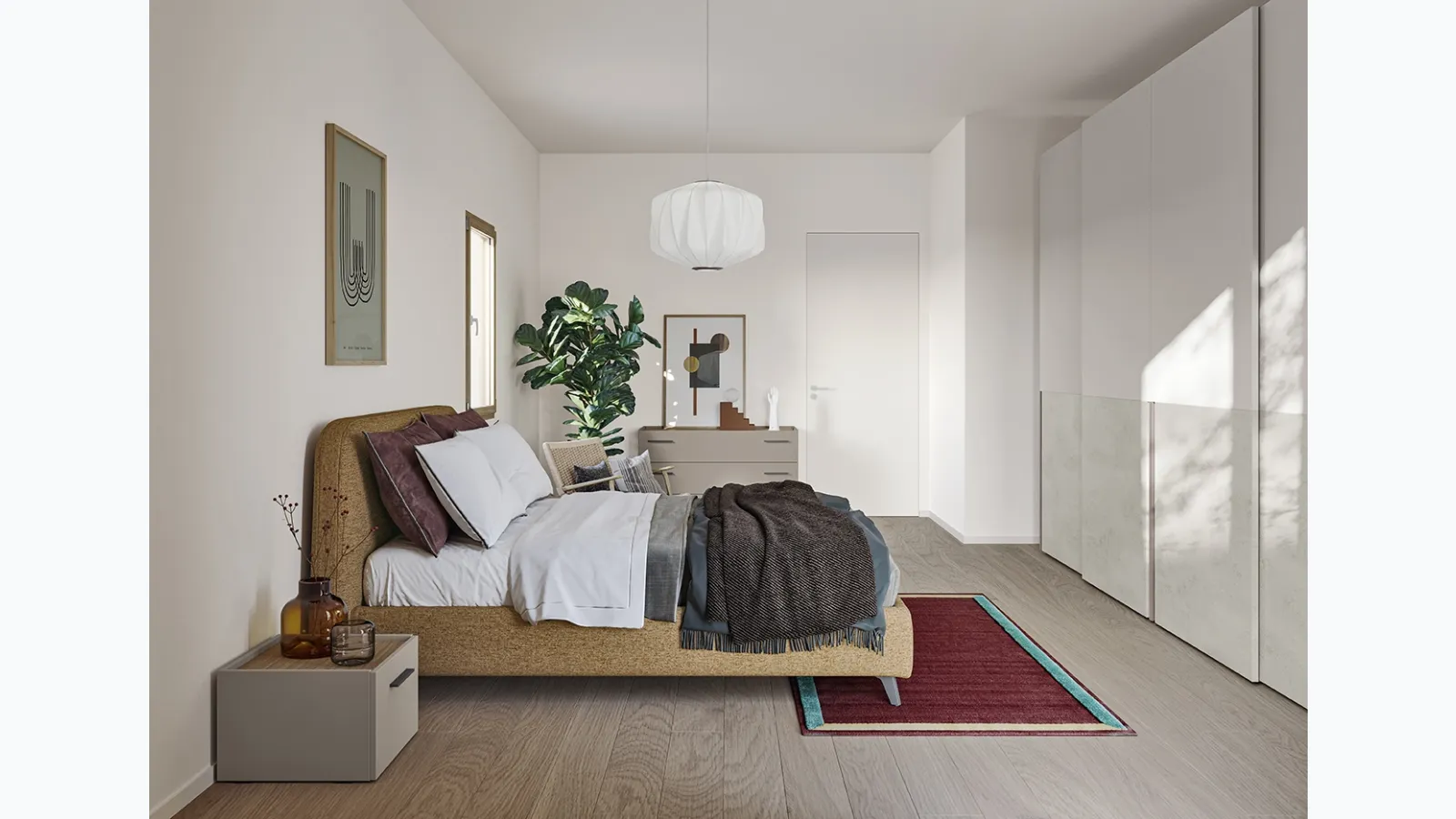 Fabric bed with headboard Verso from Colombini Casa