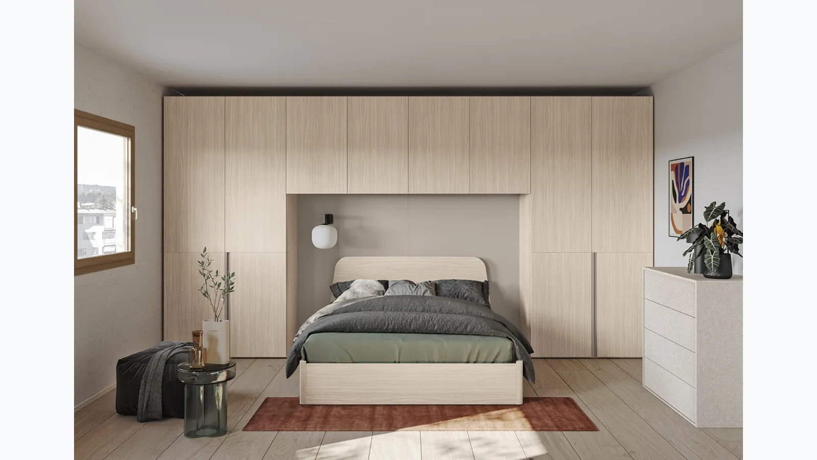 Bed with Virgo headboard by Colombini Casa