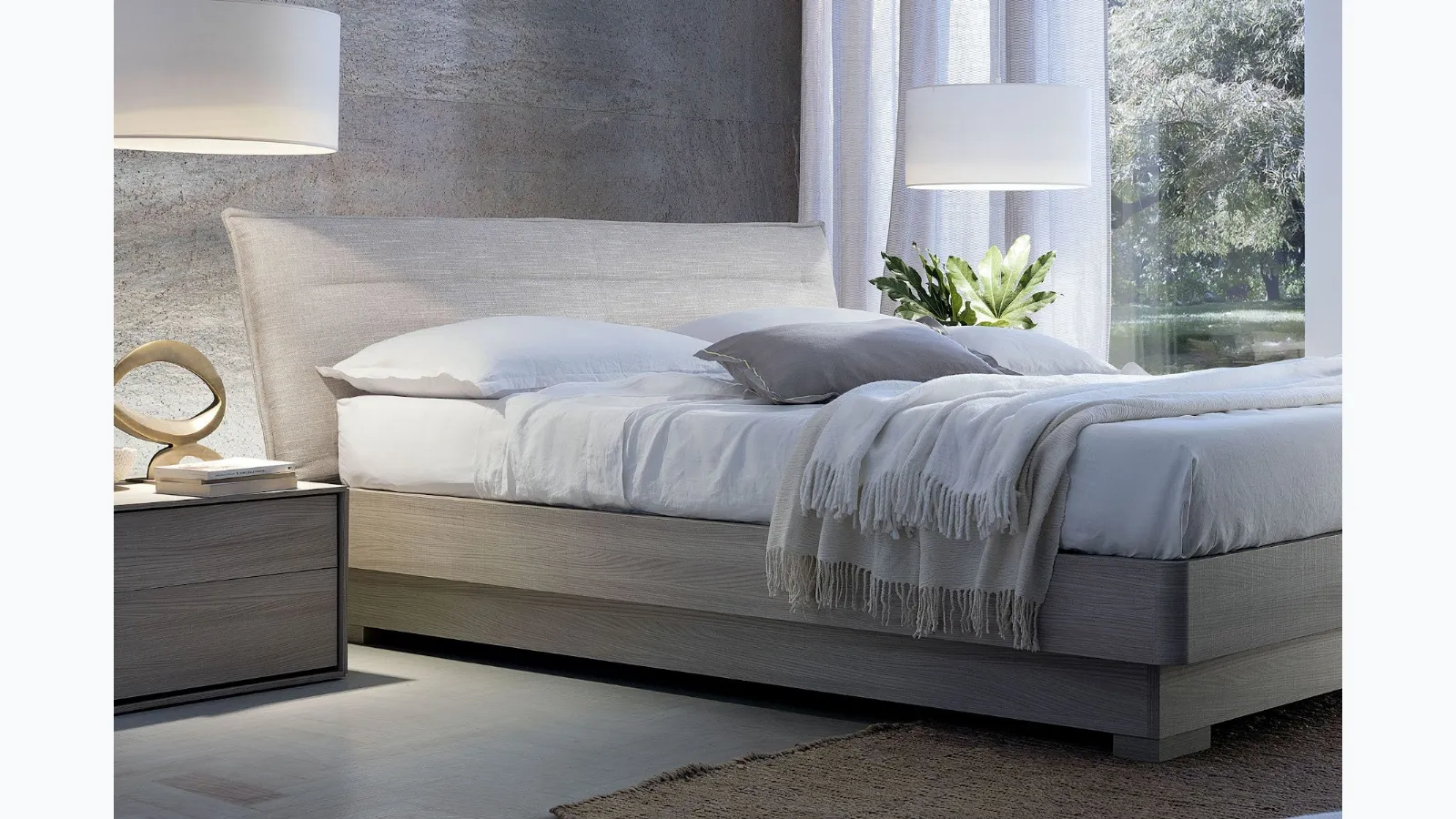 Bed Voilà Style Box with padded headboard S75
