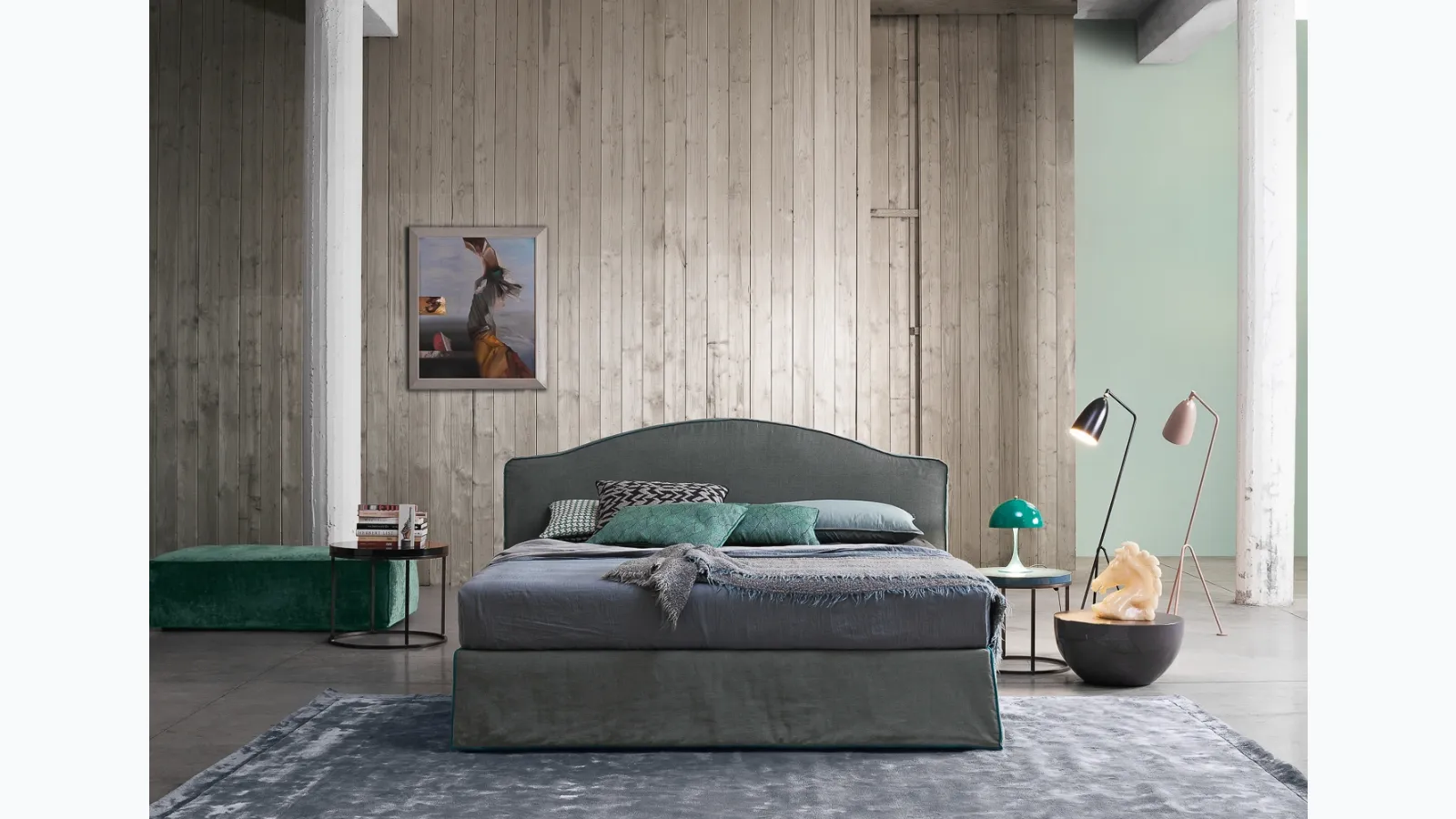 Bed with shaped headboard Wind by Flexteam