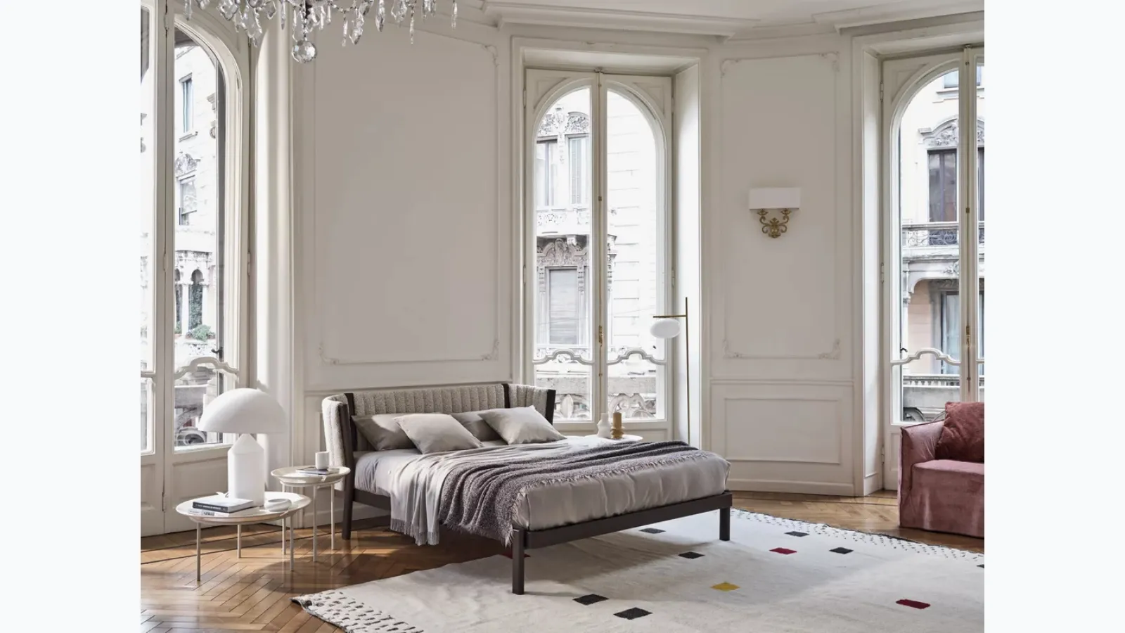 Gervasoni's Yelek 80 bed with padded headboard.