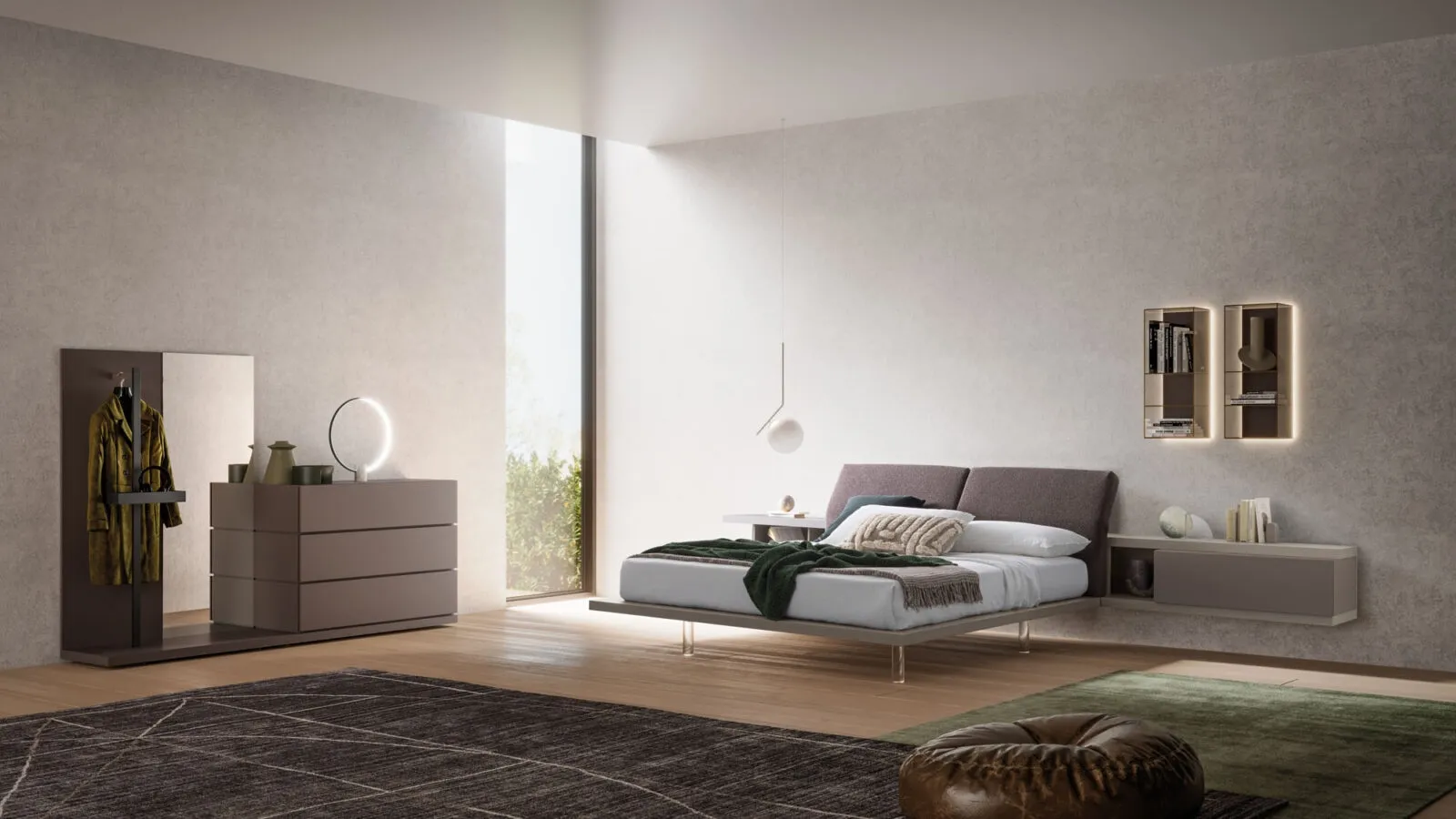 Zefiro Night 20 bed upholstered in Orme fabric.