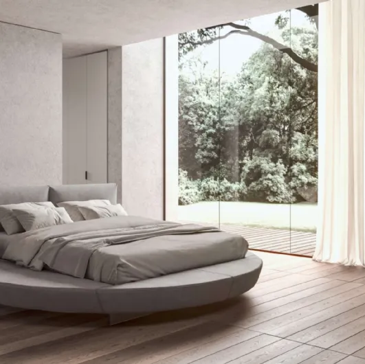 Circular leather bed Zero by Presotto