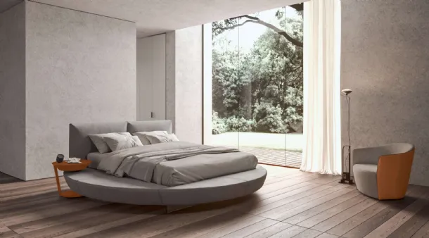 Circular leather bed Zero by Presotto
