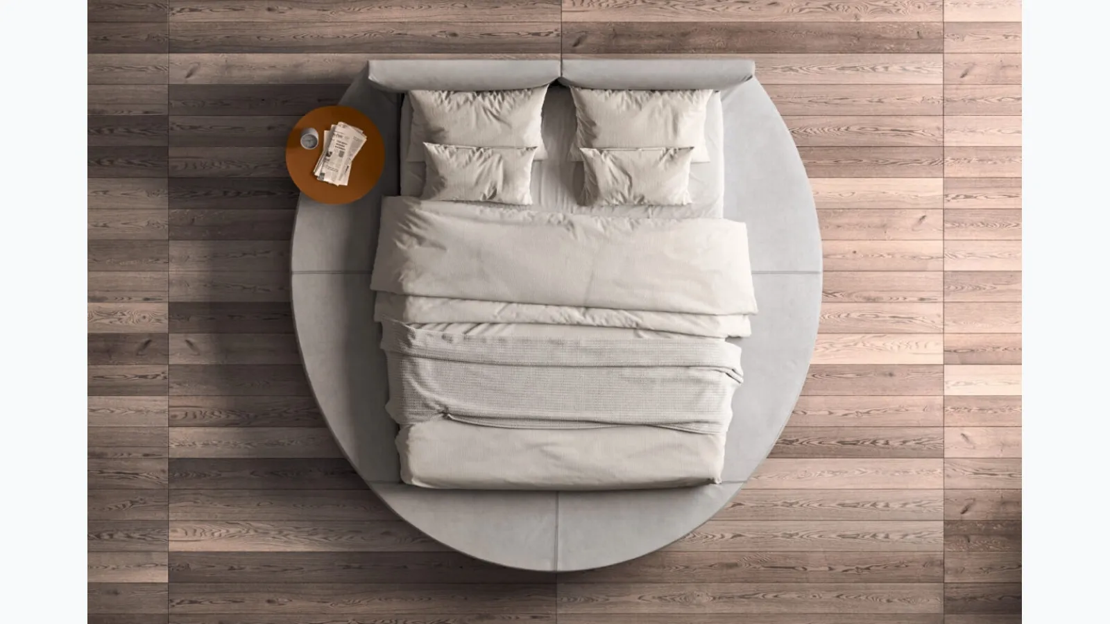 Circular leather bed Zero by Presotto